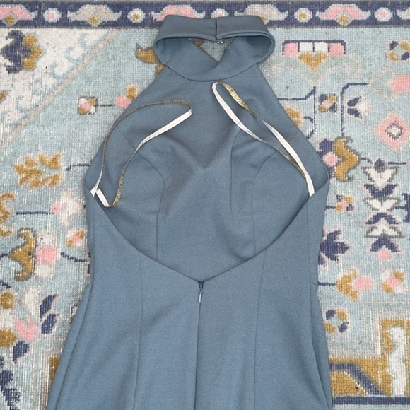 Jenny Yoo Collection Petra Dusty Mayan Blue Halter Neck Maxi Dress Size 2‎ - Picture 8 of 10